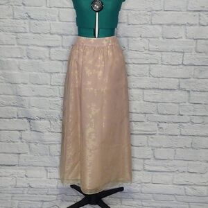 *Rickie Freeman Terri Jon Womens Ivory floral print silk taffeta maxi skirt Sz 6